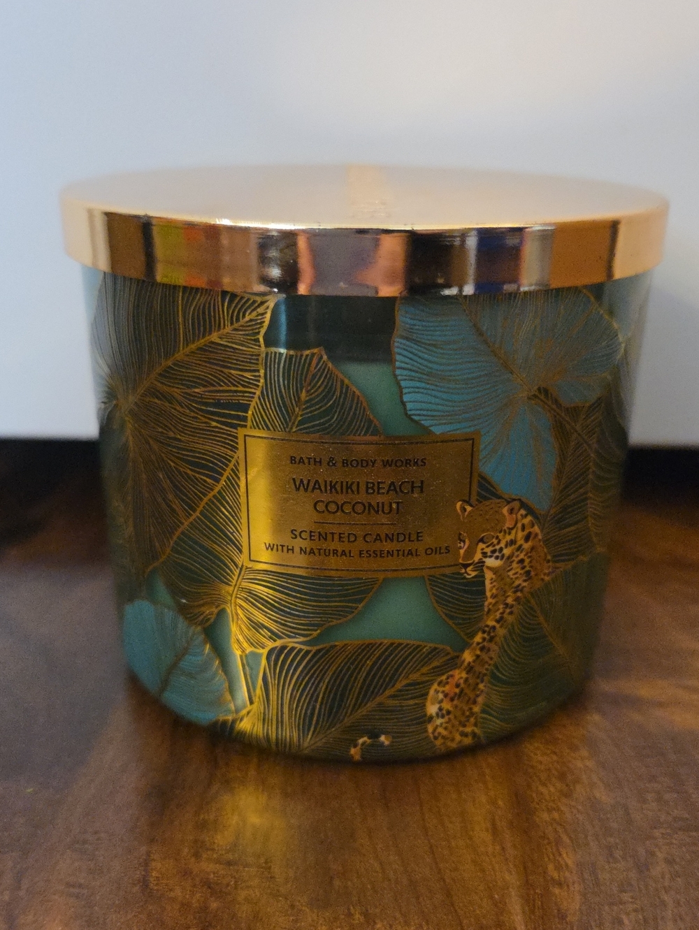 WAIKIKI BEACH COCONUT 3 Wick Candle Bath And Body Works Jungle Wrap W/ Leopard
